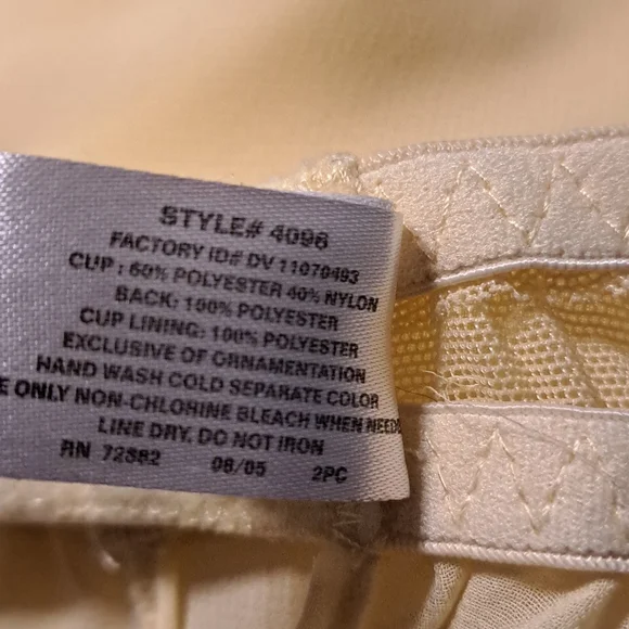 Enchanted Nighty yellow flower embroidery on cups Size Med - Picture 4 of 4